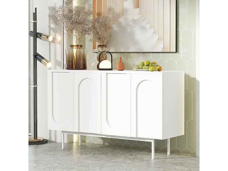 Buffet 4 porte MDF design moderno con porte curve salon et salle à manger blanc