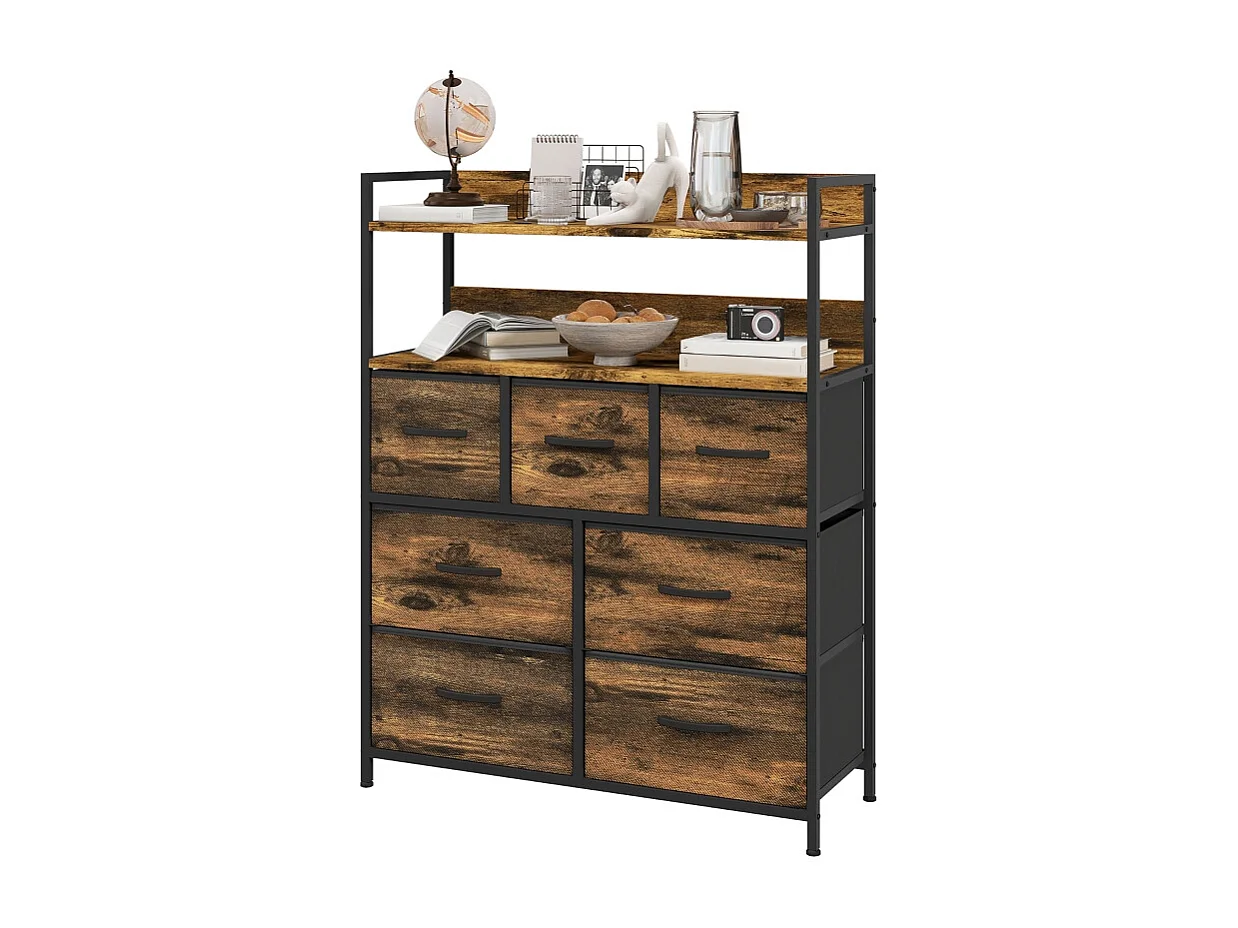 Cômoda 7 gavetas tecido metal armazenamento sala quarto marrom 79 cm