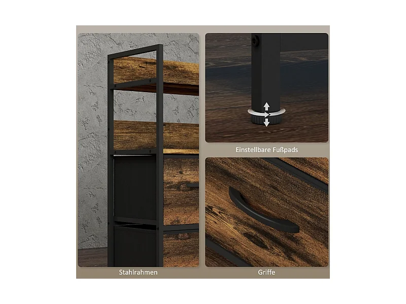 Cômoda 7 gavetas tecido metal armazenamento sala quarto marrom 79 cm