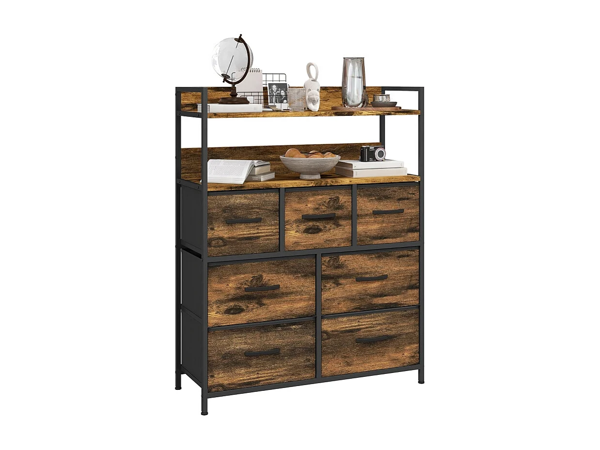 Cômoda 7 gavetas tecido metal armazenamento sala quarto marrom 79 cm