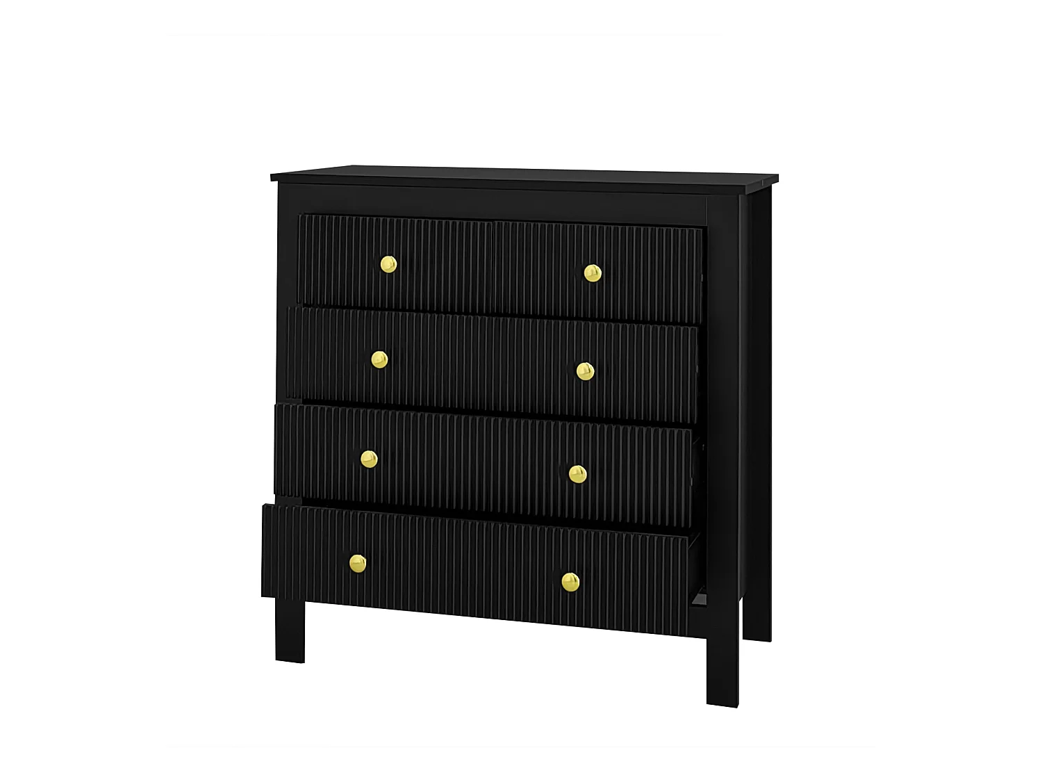 Comò 5 cassetti bois noir rangement chambre salon design élégant 79x80,5x39,5 cm