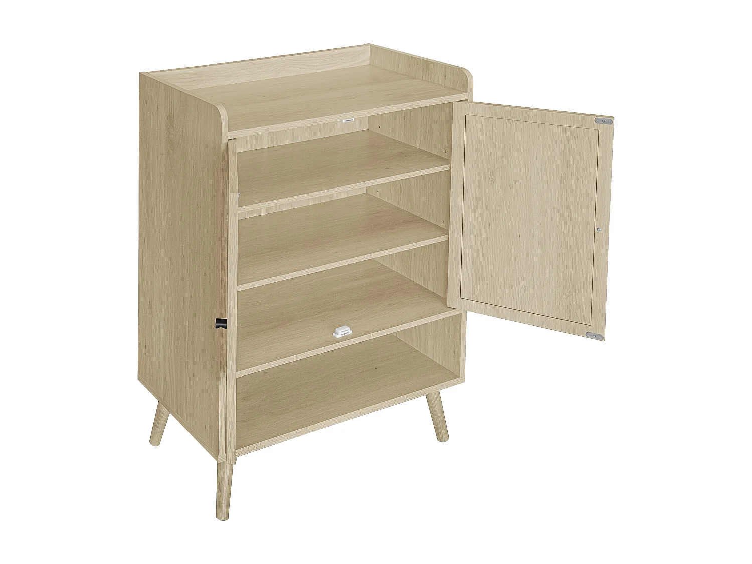 Zapatero de aglomerado con 2 puertas, diseño ratán natural, 68x35x90 cm