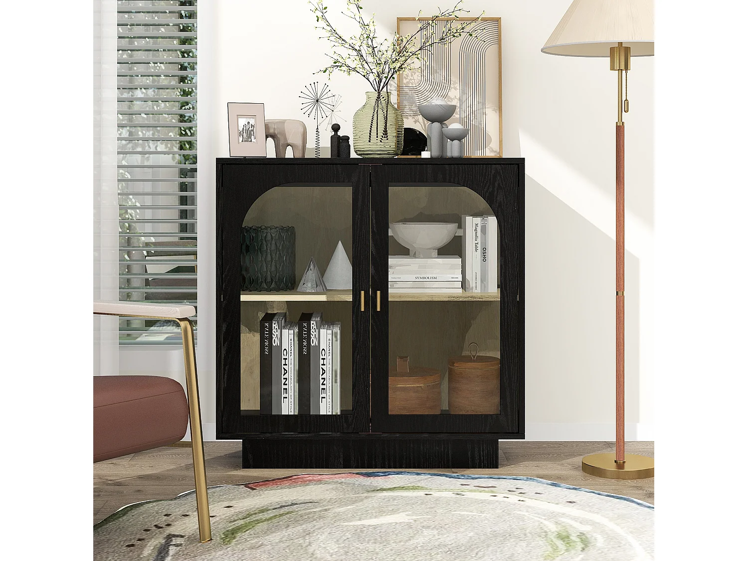 Armoire double porte panneau particules rangement bureau chambre salon noir 80 cm