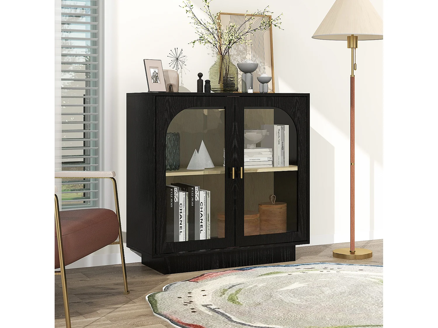 Armoire double porte panneau particules rangement bureau chambre salon noir 80 cm