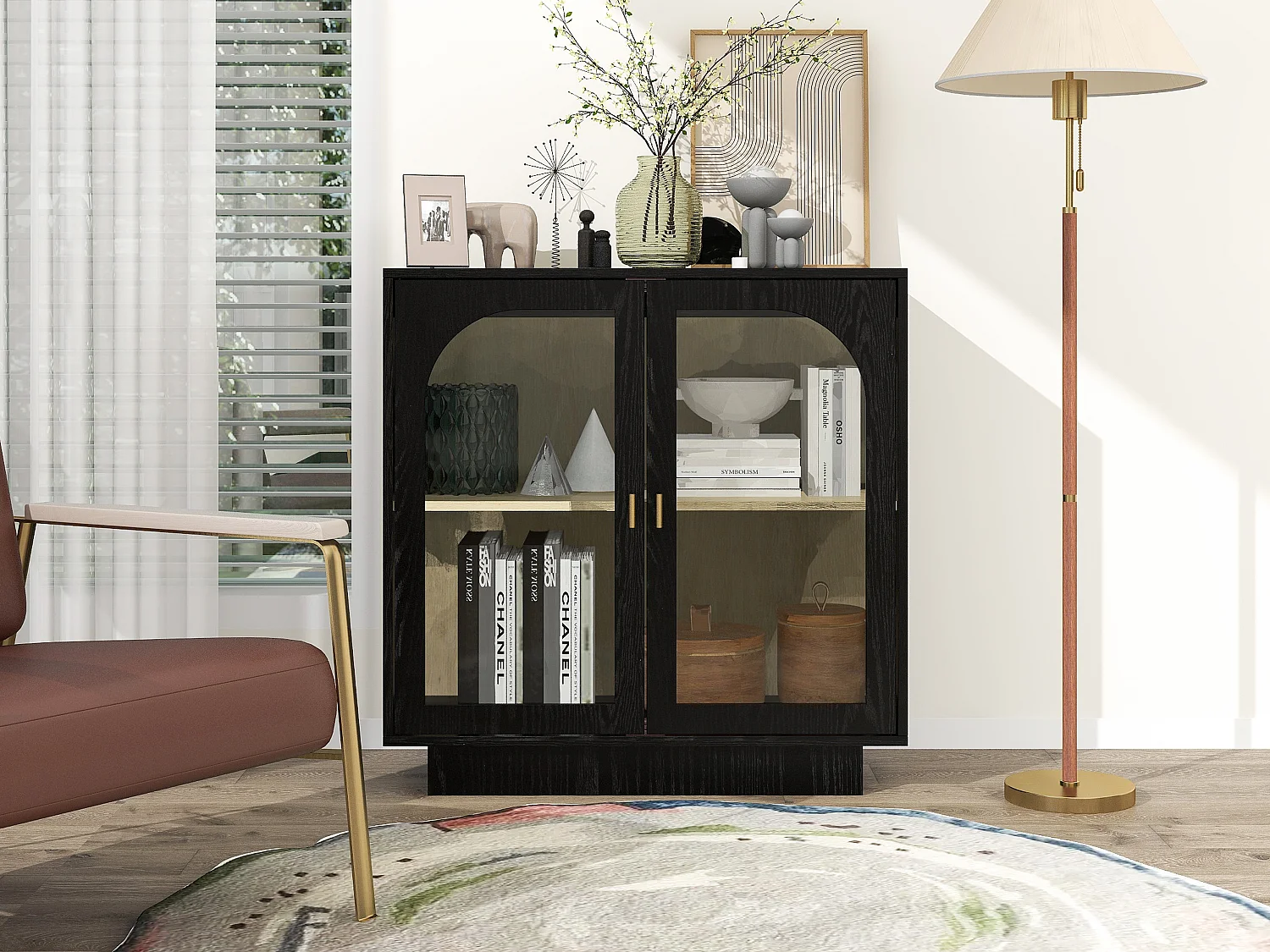Armoire double porte panneau particules rangement bureau chambre salon noir 80 cm