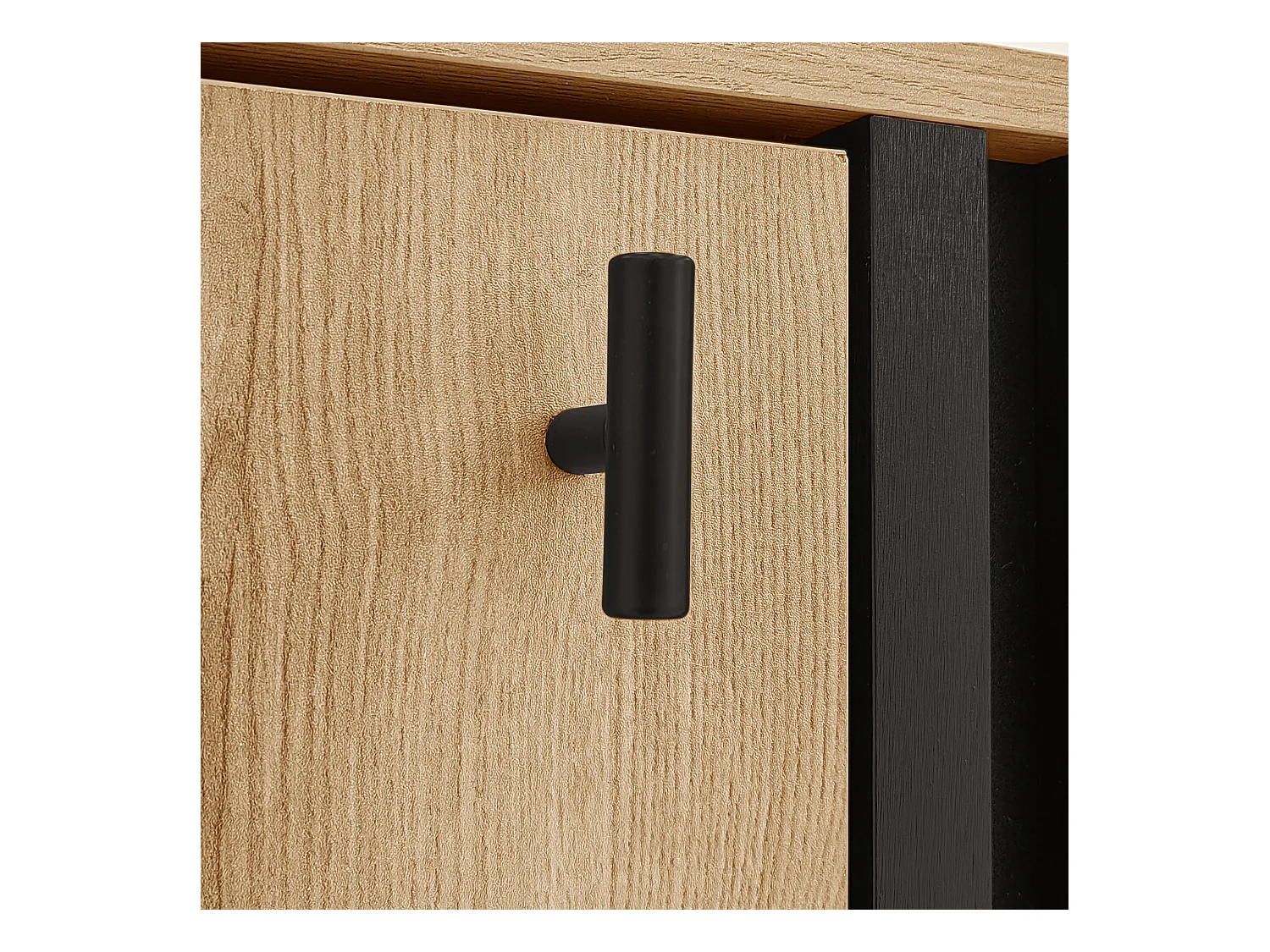 Aparador de design em madeira MDF preta com três portas e LEDs para armazenamento na sala de estar 140x78,5x41 cm