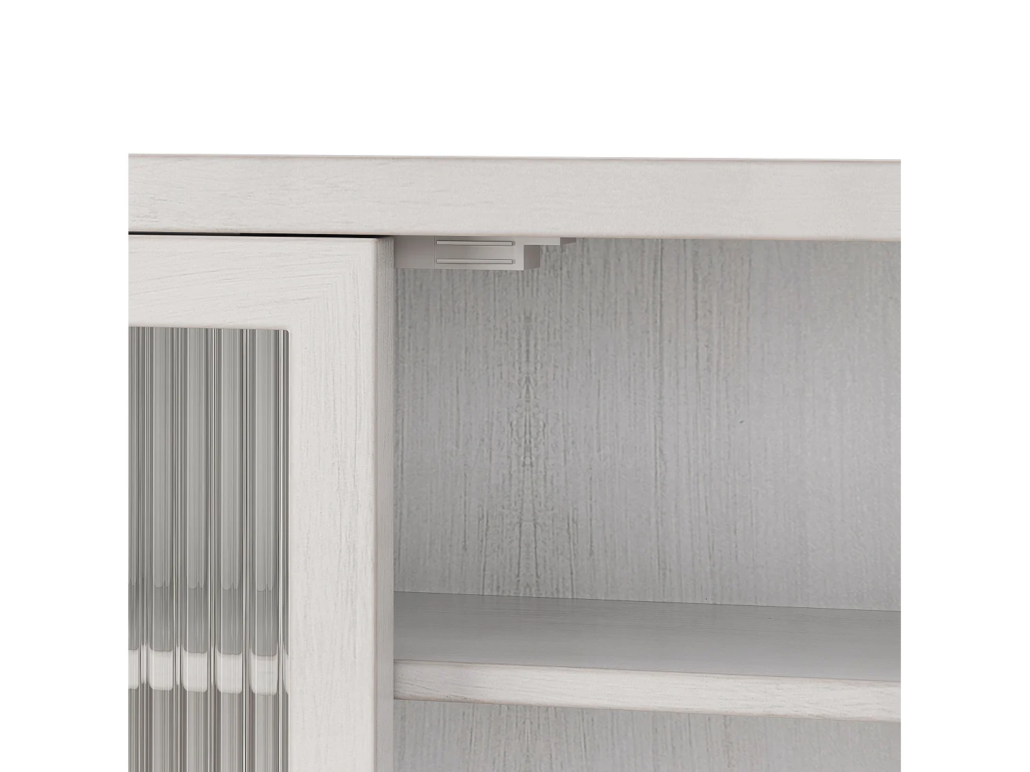 Meuble mural 60 cm double porte vitrée rangement vintage MDF verre blanc patiné salle de bain cuisine salon