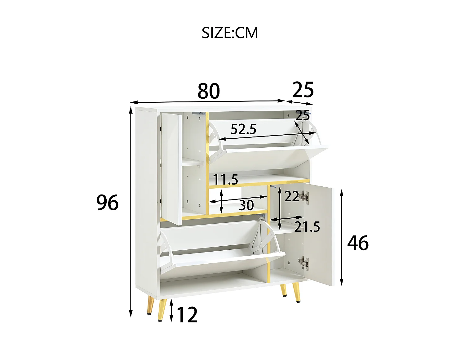 Sapateira de madeira branca LED 16 cores moderna entrada de armazenamento 80x25x96 cm