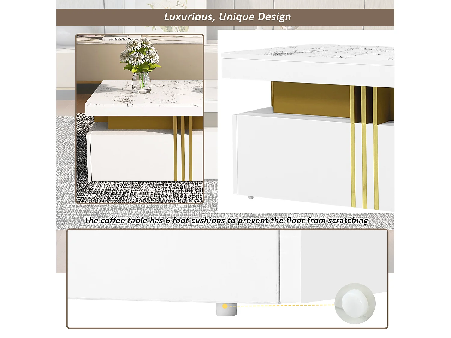 Mueble de TV de diseño en madera blanca de alto brillo de 200 cm con cajones para salón moderno