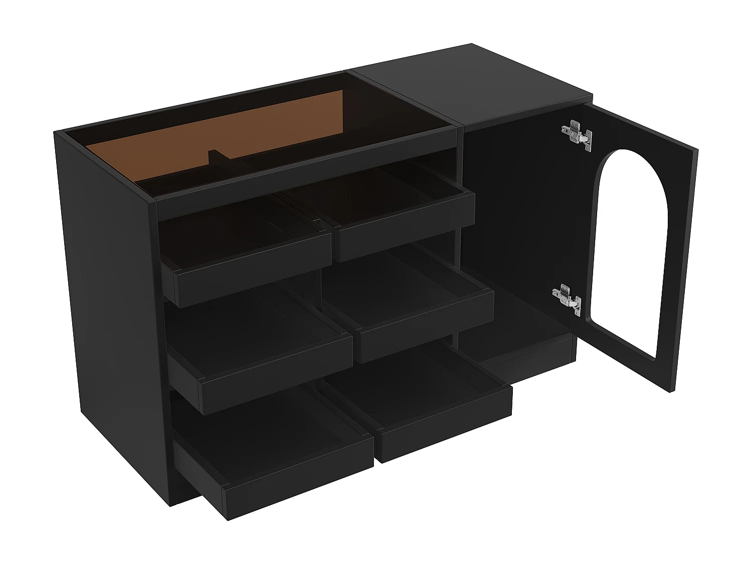 Aparador 6 Gavetas MDF LED 120x40x75cm Moderno Sala Quarto Preto