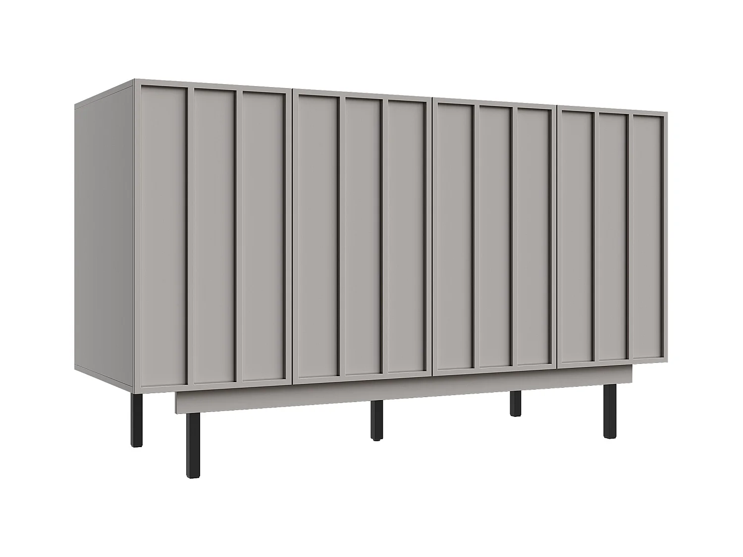 Buffet 4 Porte MDF Métal 140x38,5x82,5cm Salon Cuisine Gris