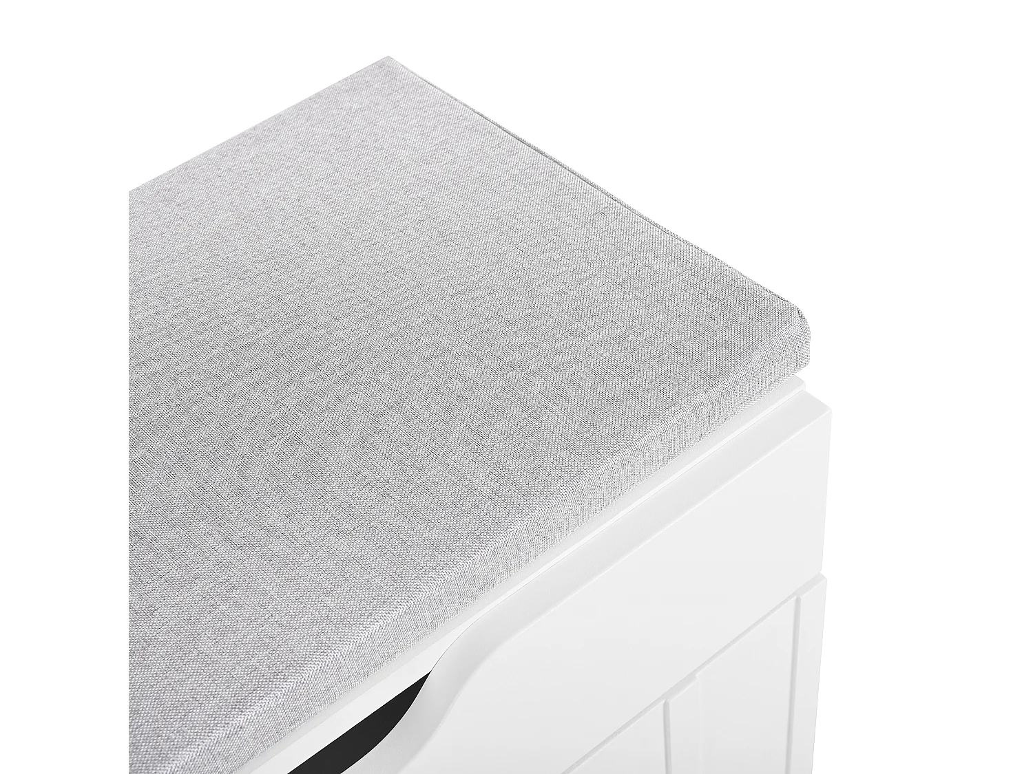 Zapatero de MDF blanco con cojín y cajón de almacenaje para entrada 90x35x74,5 cm