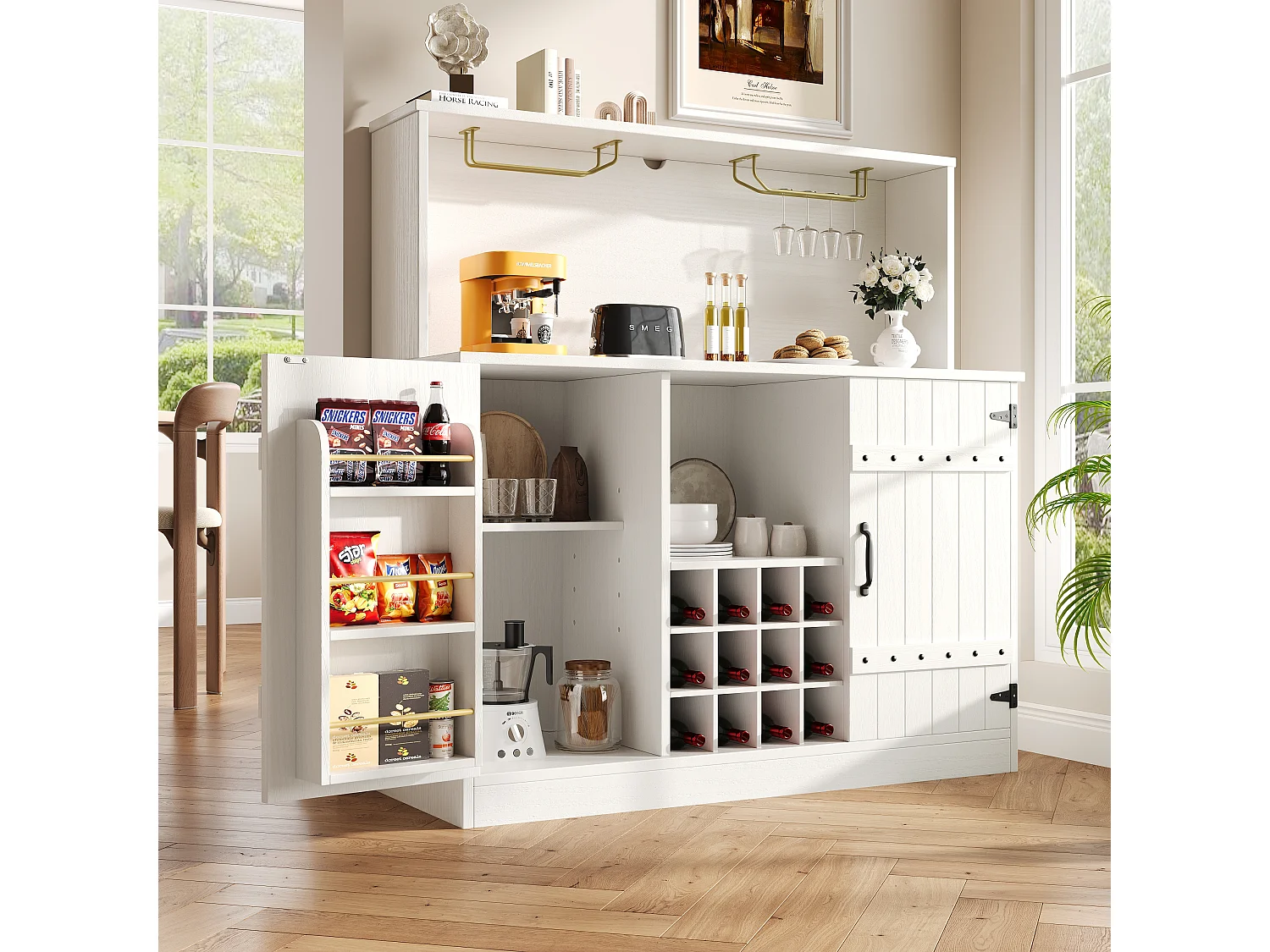 Buffet MDF 120x40x120 cm Rangement Moderne Salon Salle à Manger Blanc Noir