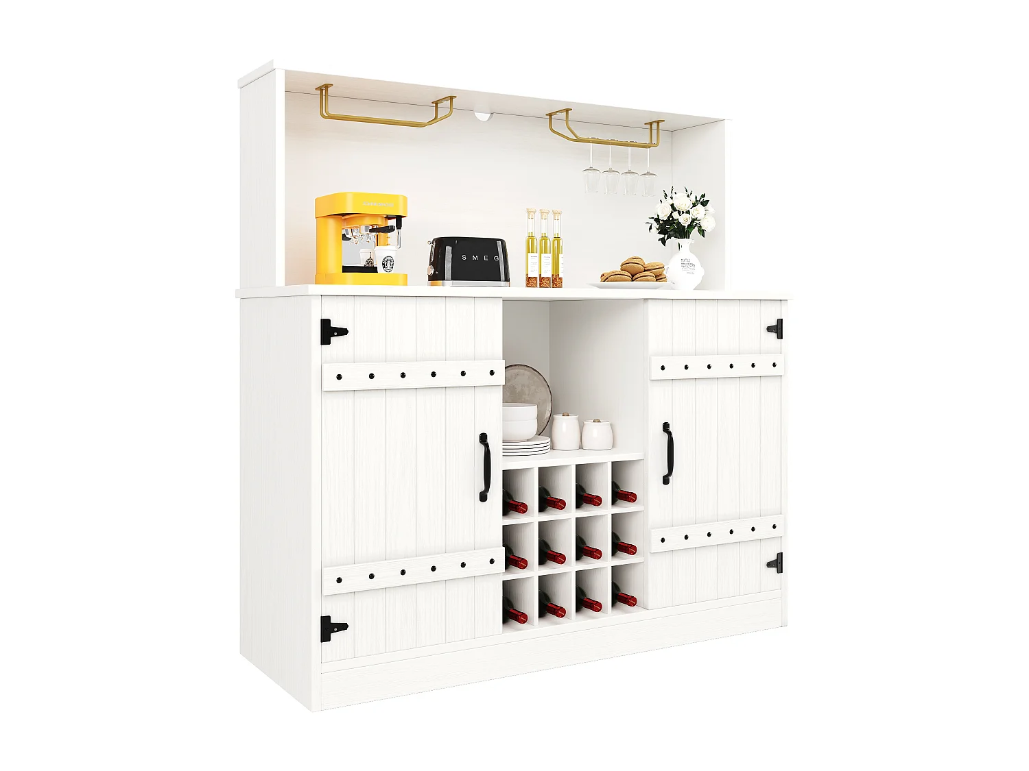 Buffet MDF 120x40x120 cm Rangement Moderne Salon Salle à Manger Blanc Noir