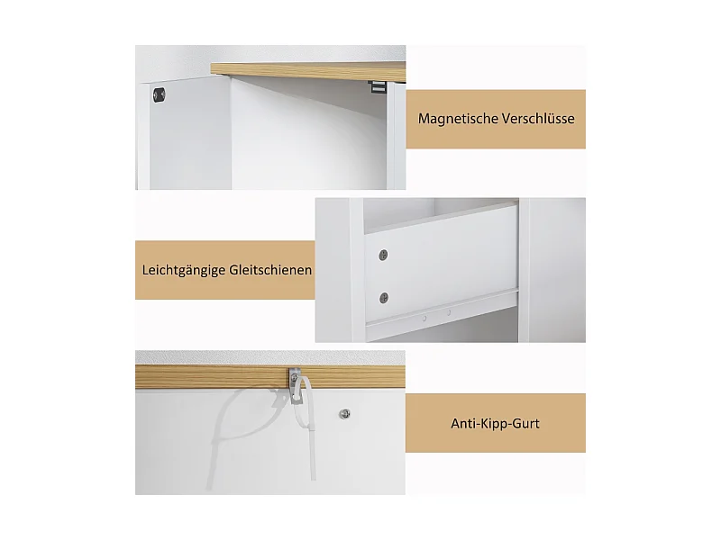 Mueble de cocina salón 1 cajón 2 puertas 2 estantes 120x35x75 cm blanco