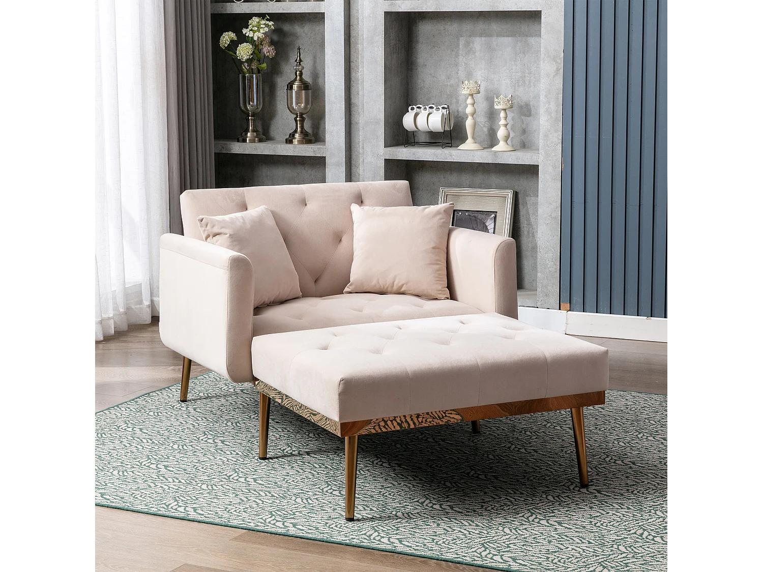 Poltrona relax moderna in tessuto regolabile inclinabile per salone camera da letto Beige