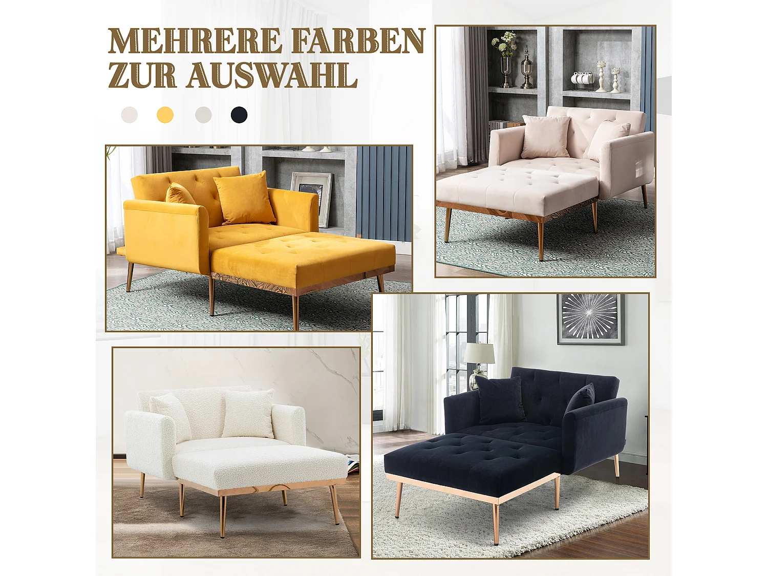 Sillón reclinable ajustable de tela moderna Mango para sala de estar, dormitorio y oficina