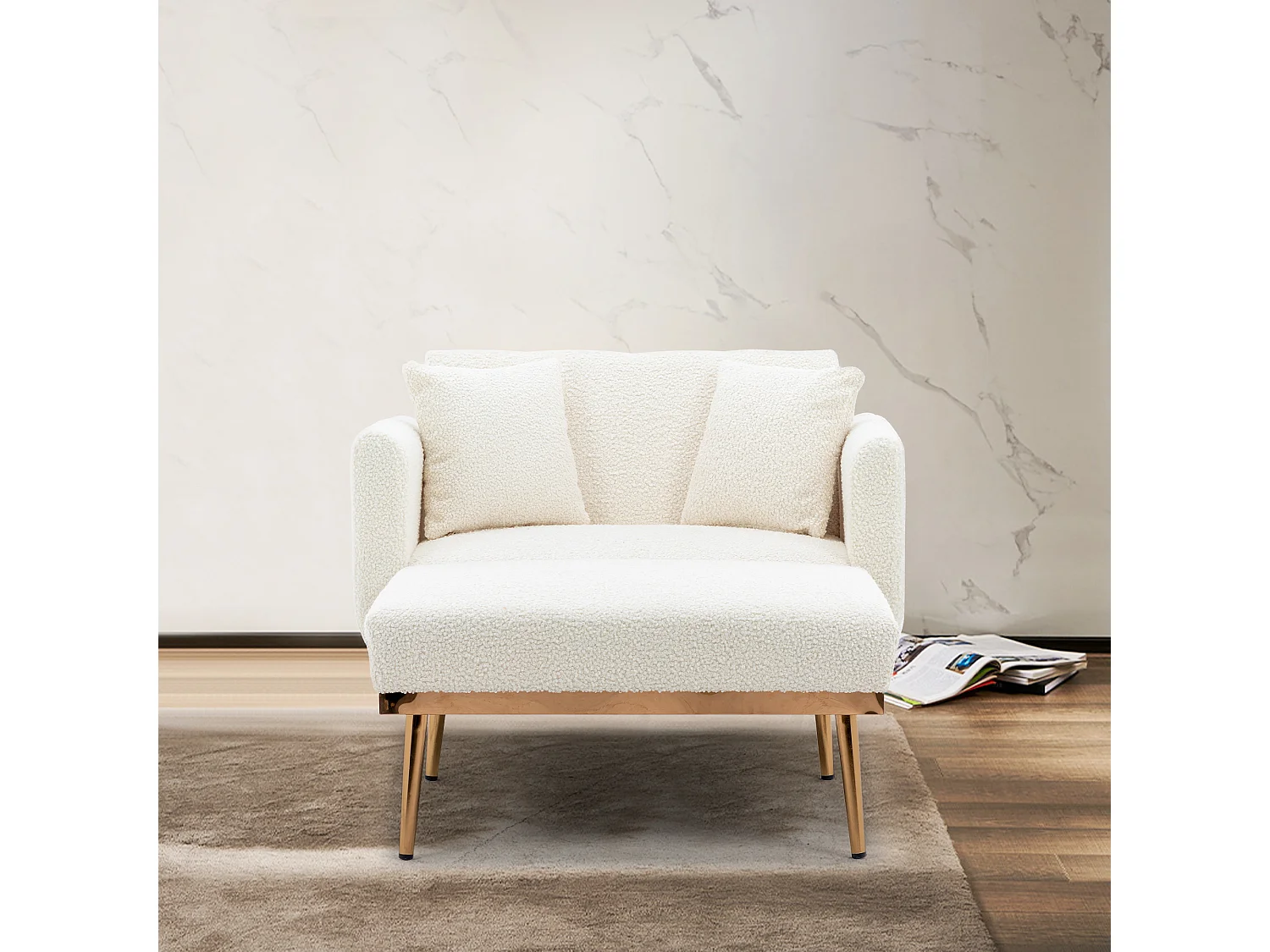 Fauteuil relax moderne tissu ajustable inclinable pour salon chambre Bureau Blanc