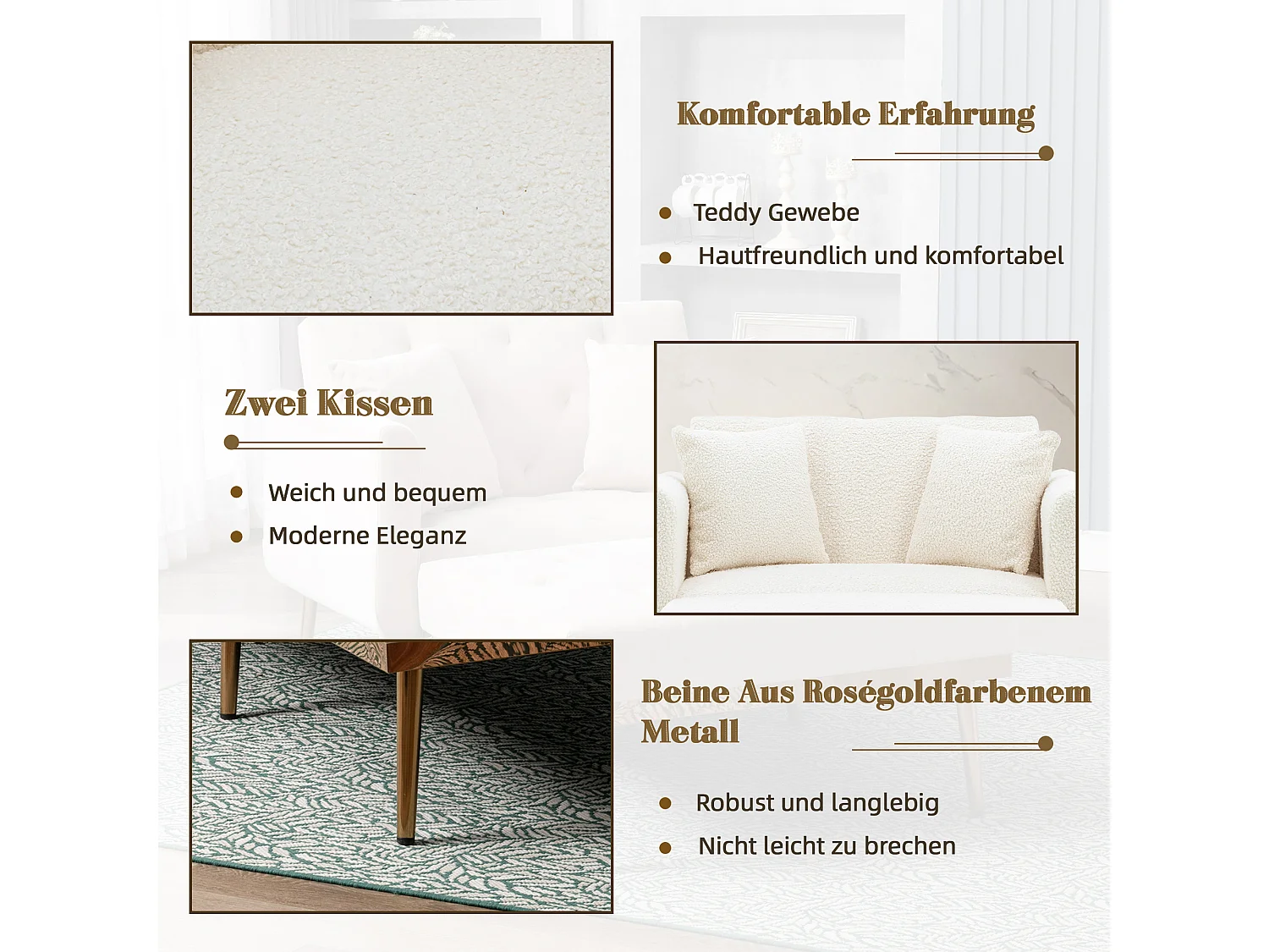 Fauteuil relax moderne tissu ajustable inclinable pour salon chambre Bureau Blanc