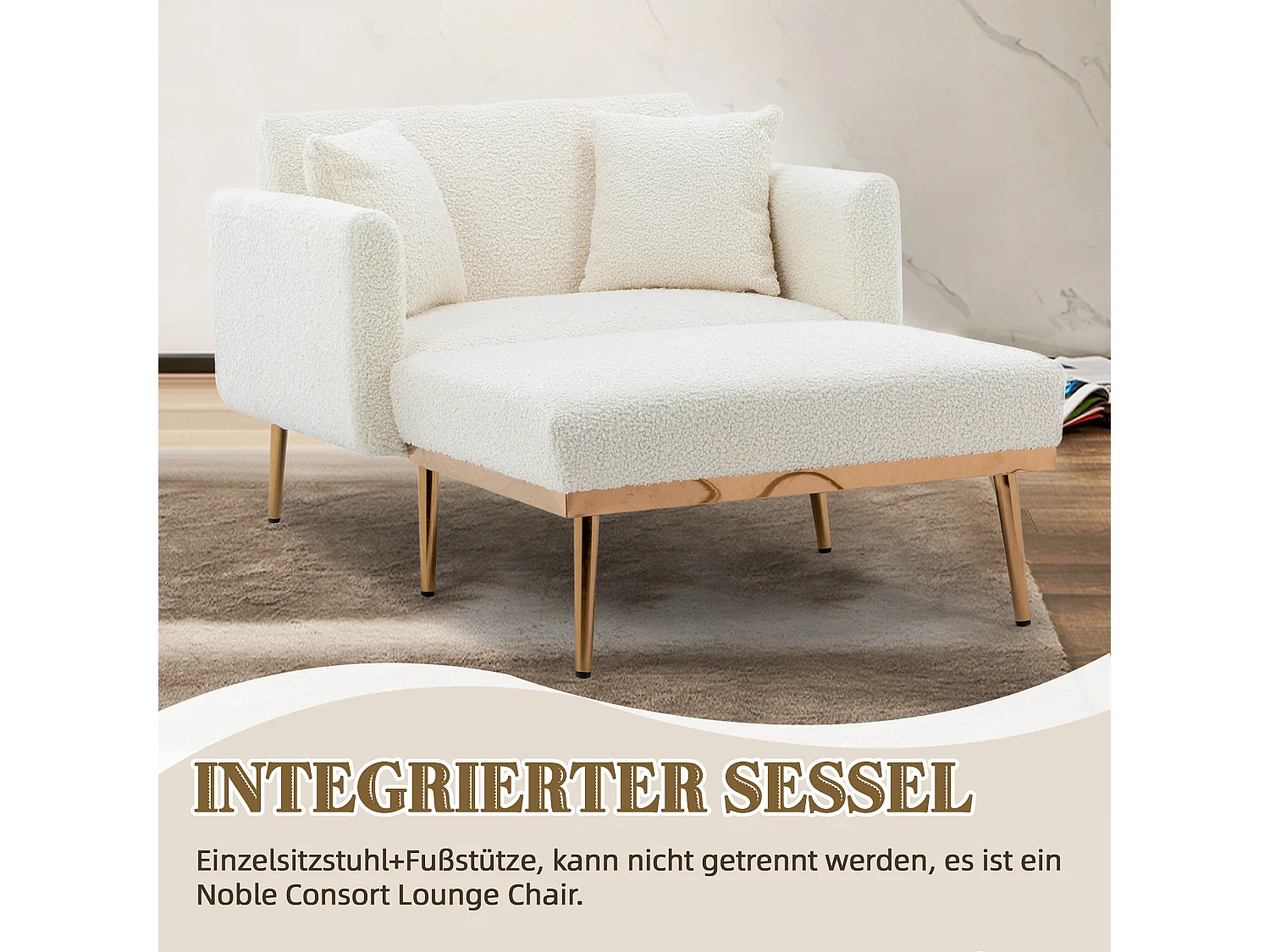 Fauteuil relax moderne tissu ajustable inclinable pour salon chambre Bureau Blanc