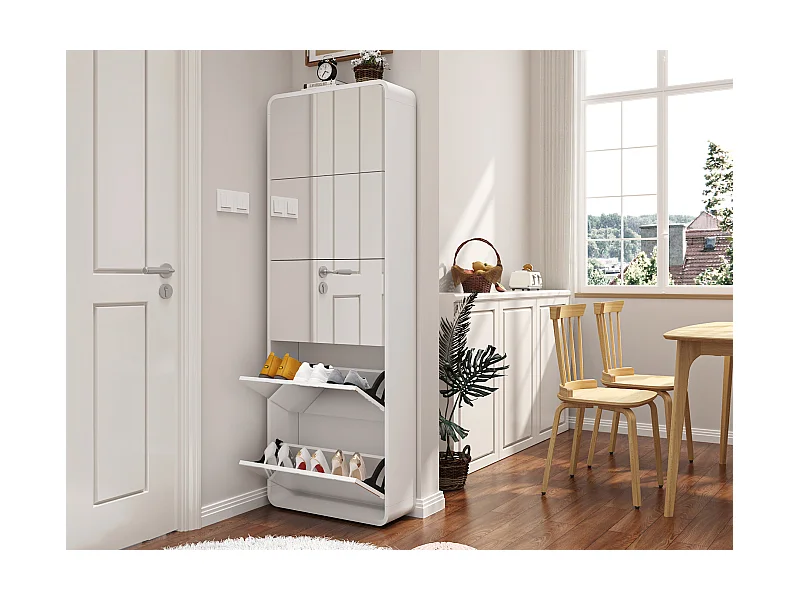 Mobile da pavimento in legno MDF specchio pieno alta camera ingresso bianco 176 cm