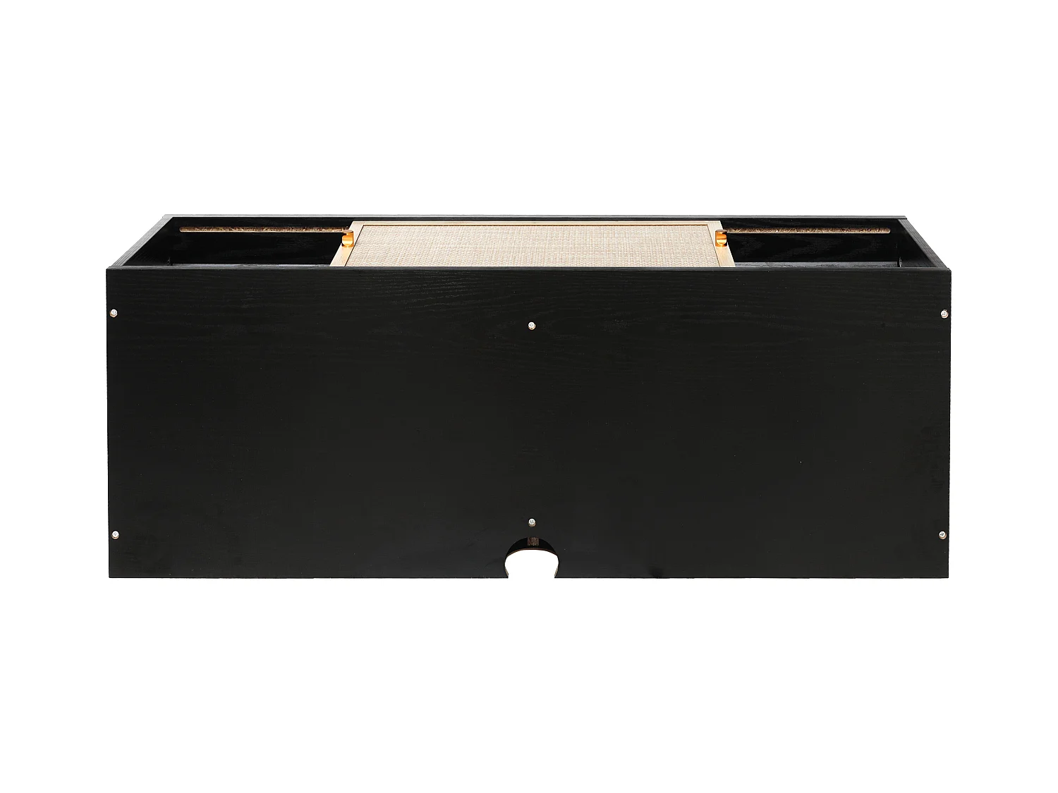 Armário de parede de 110 cm com portas de correr, em rattan resistente, para armazenamento em sala de estar, quarto, escritório, preto