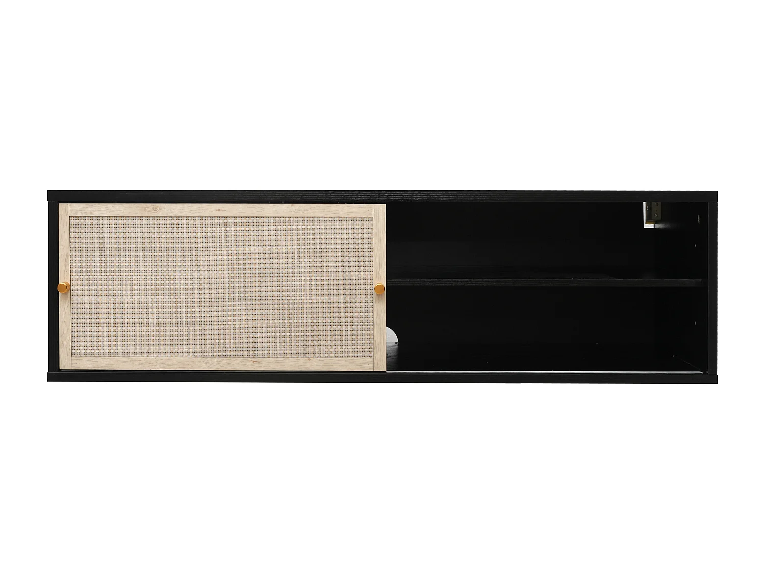 Armoire murale 110 cm avec portes coulissantes rotin résistant rangement salon chambre bureau noir