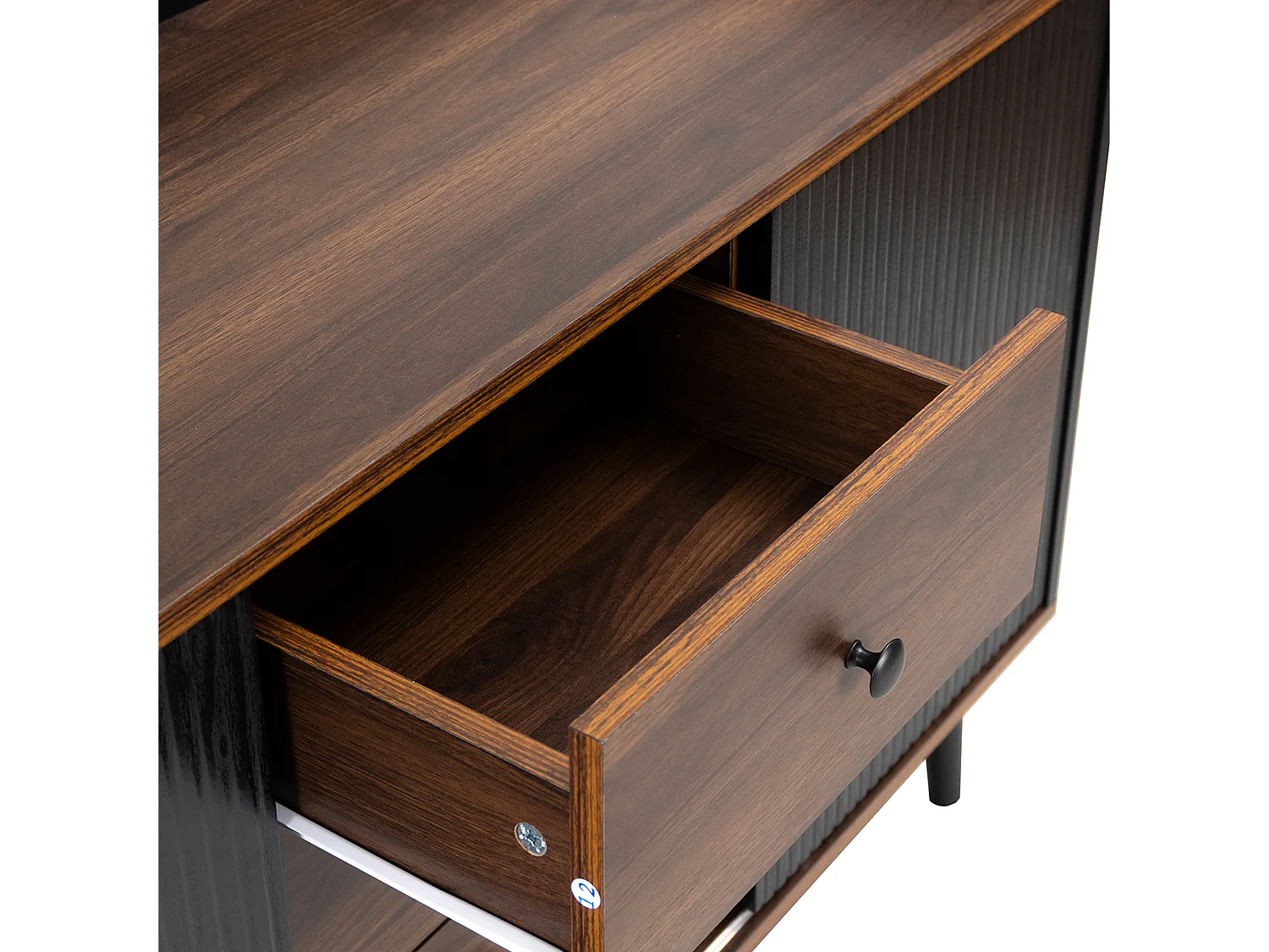 Buffet tre tiroirs bois MDF avec étagères réglables rangement salon chambre 117,5x40x80 cm