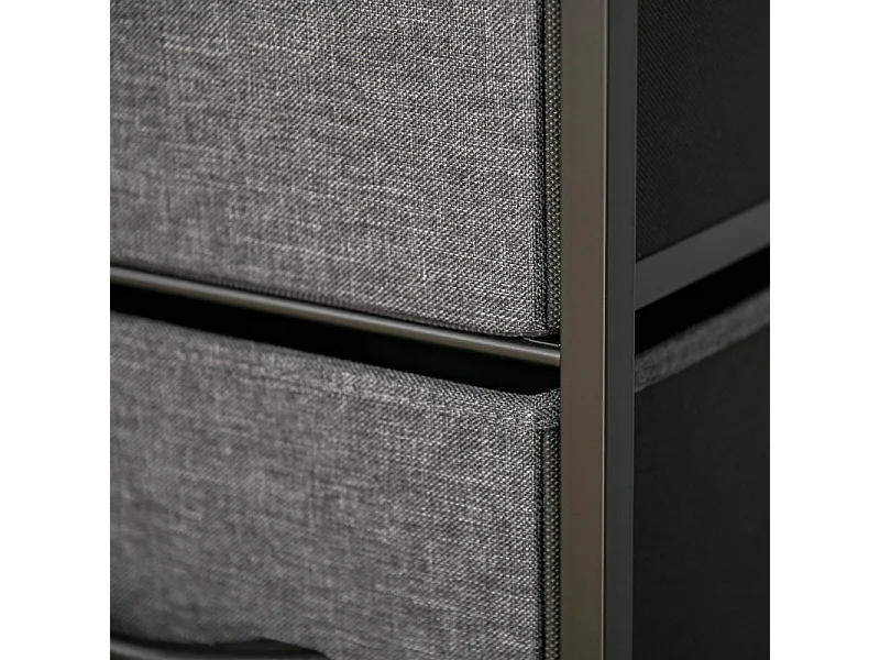 Comò 4 cassetti in tessuto lin métal rangement salon chambre noir 54 cm