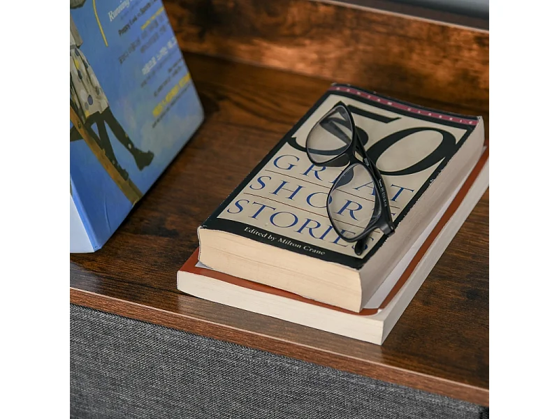 Comò 4 cassetti in tessuto lin métal rangement salon chambre noir 54 cm