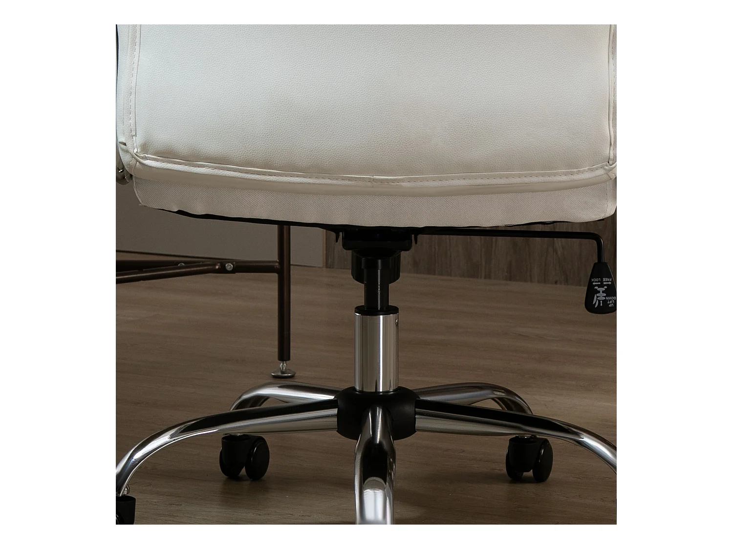 Silla de oficina ergonómica de piel sintética con inclinación y altura ajustable, color blanco