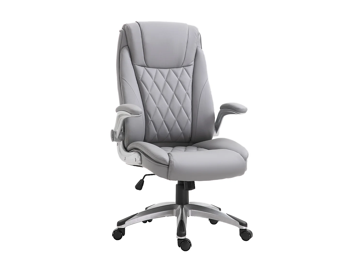 Fauteuil de bureau ergonomique en simili cuir gris accoudoirs réglables bascule hauteur 135 kg
