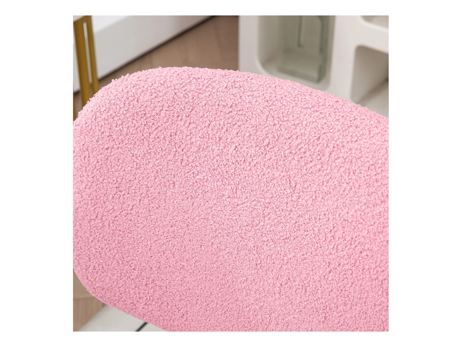 Chaise de desk ergonomica senza cuscini in velluto pivotante regolabile rosa 48x53x80-90cm