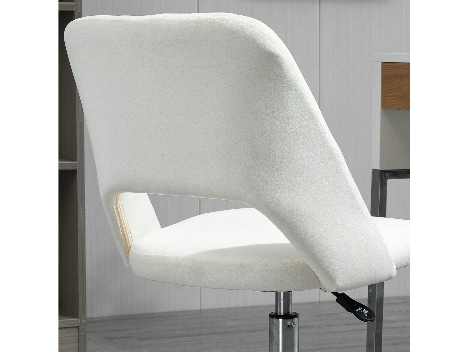 Cadeira de escritório ergonômica giratória em tecido ajustável bege 49x60x79-91cm sala de estar e escritório