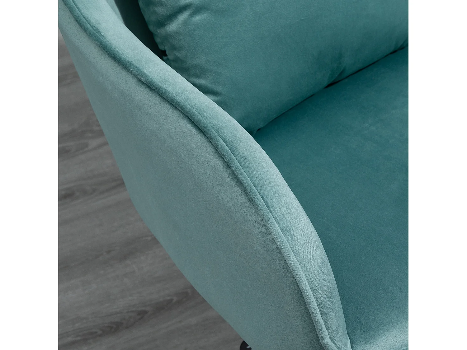 Poltrona da massaggio ergonomica in velluto verde con comodini e cuscino lombare