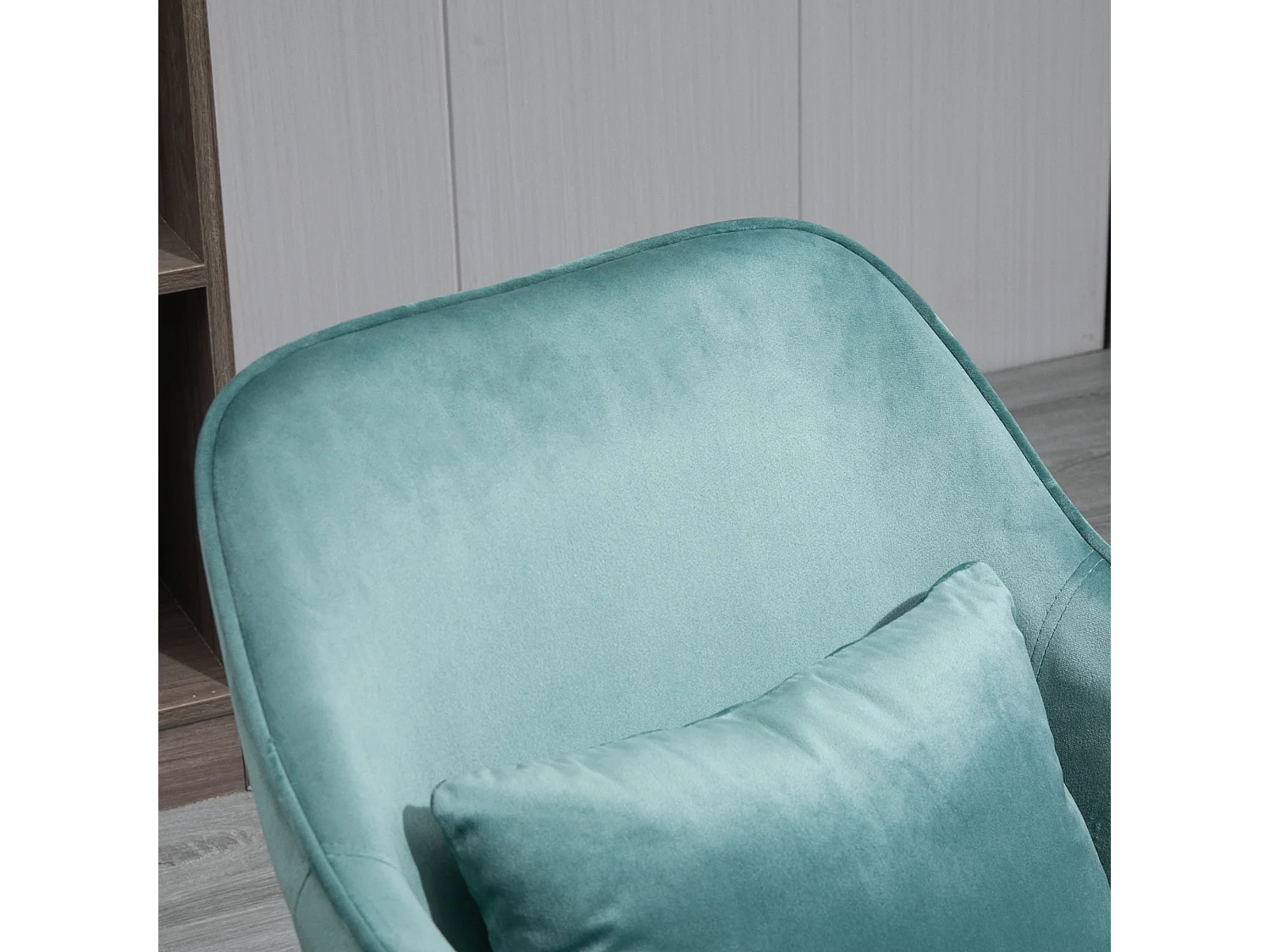 Cadeira de escritório ergonômica com massagem em veludo verde com braços e almofada lombar