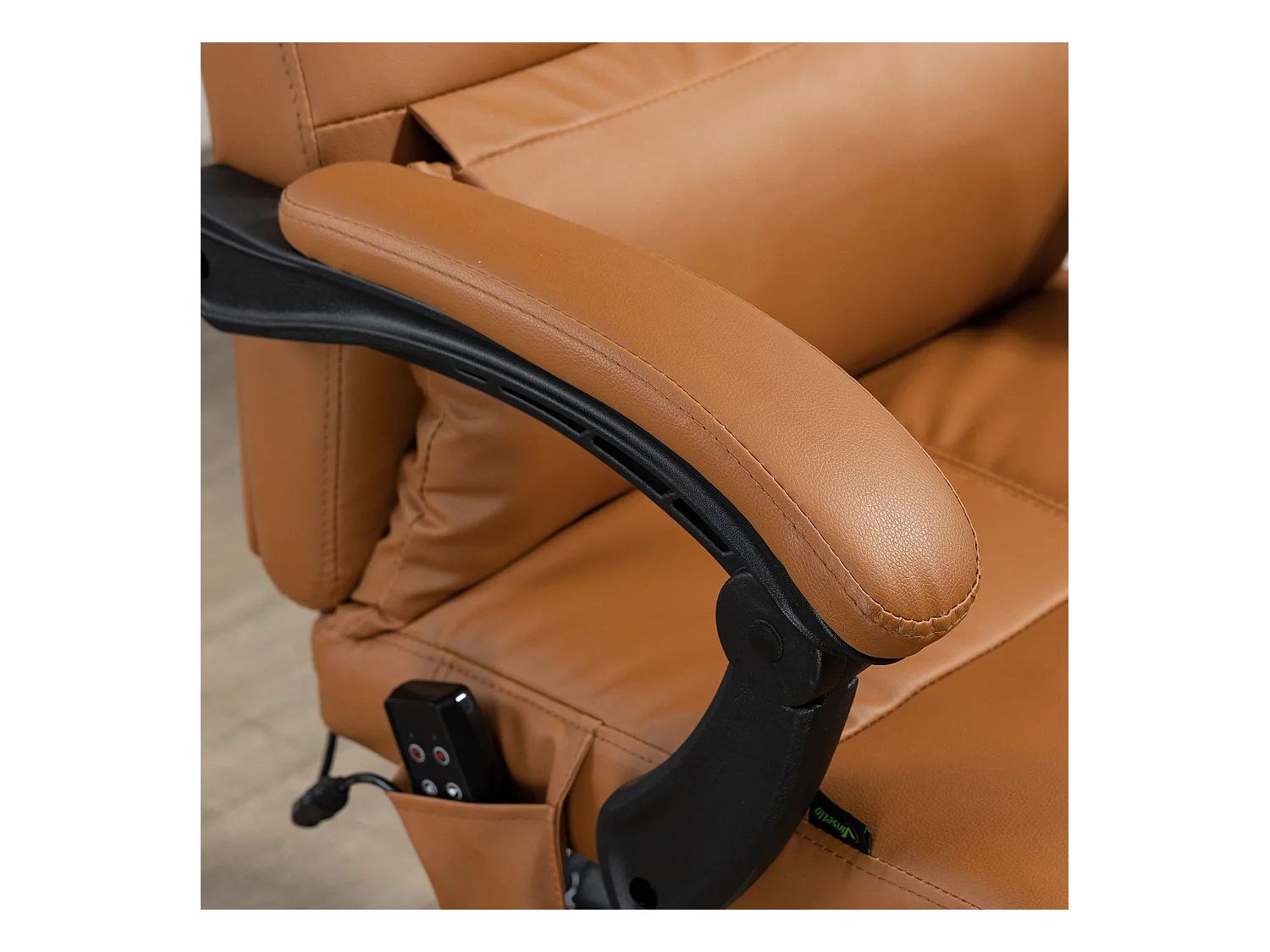 Sillón de oficina masaje en piel sintética con calor lumbar 66x67x115-123cm marrón claro