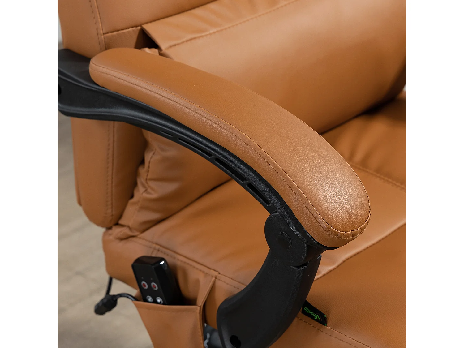 Chaise de bureau massage en cuir synthétique avec chaleur lombaire 66x67x115-123cm brun clair