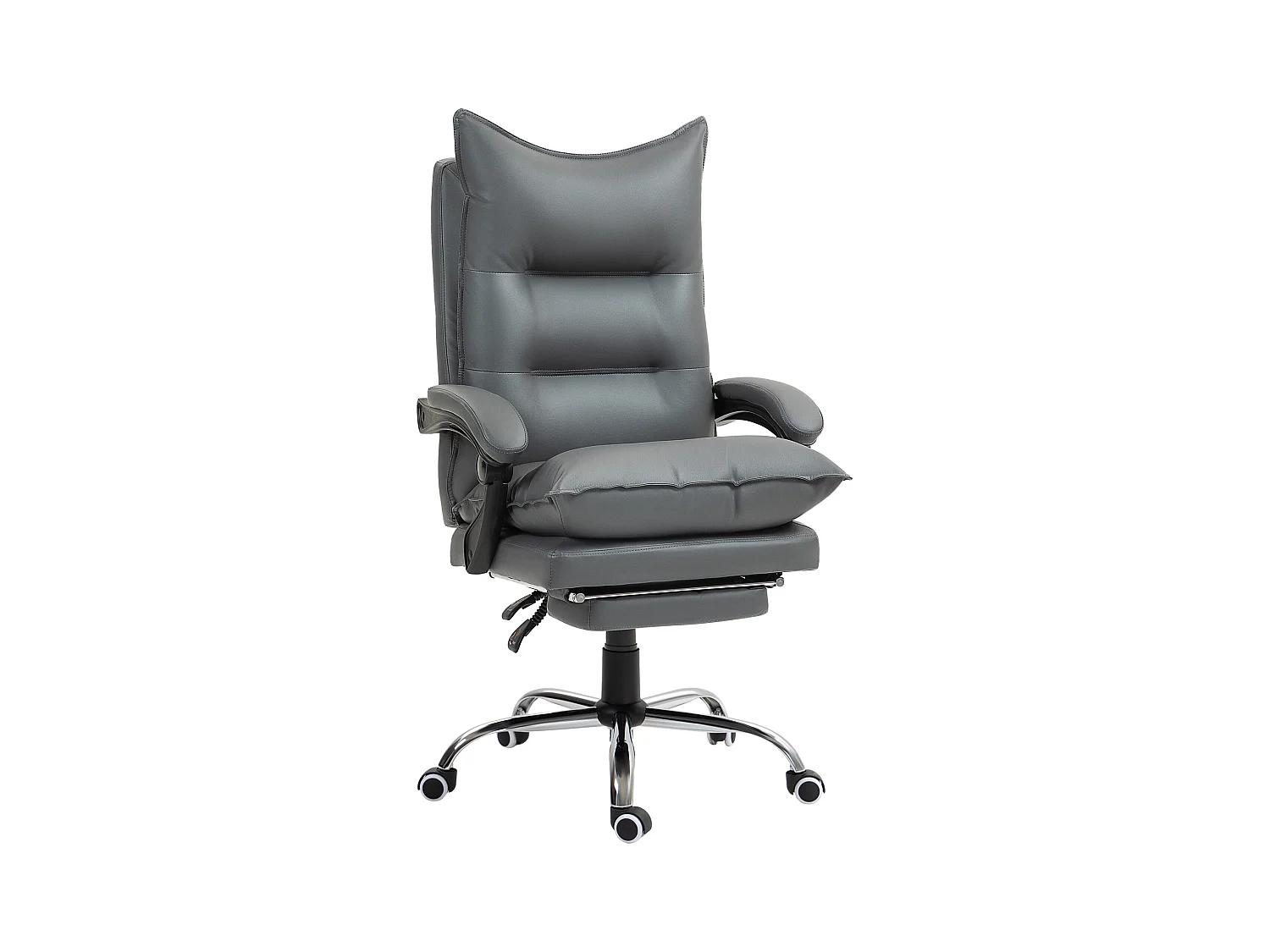 Comodino ergonomico in simile cuoio con poggiapiedi inclinabile, grigio foncé