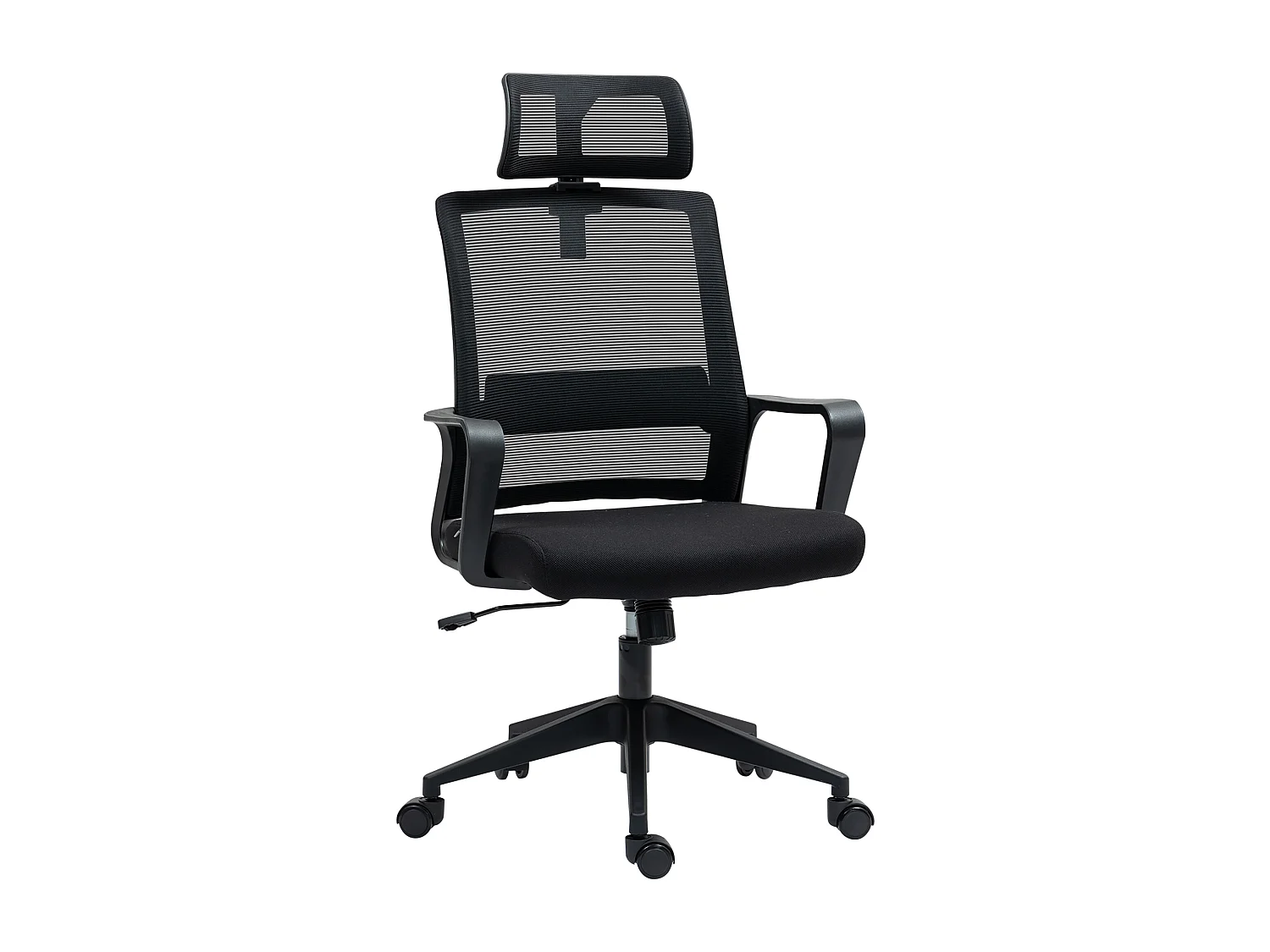 Chaise de bureau ergonomique Mesh pivotante avec accoudoirs et appui-tête réglable noir 60x64x102-112cm