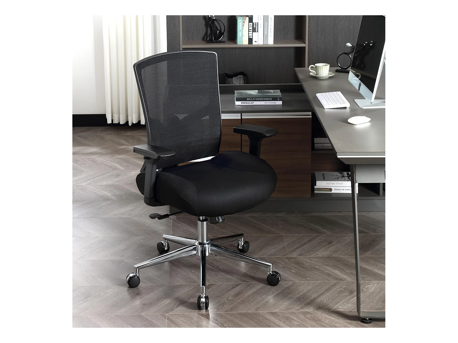 Cadeira ergonômica para escritório 200 kg, malha 3D, almofada 4D, braços ajustáveis, preta