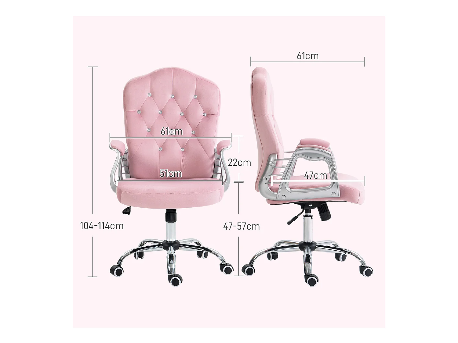 Scrivania da donna ergonomica pivotant regolabile con dossier rosa 120 kg