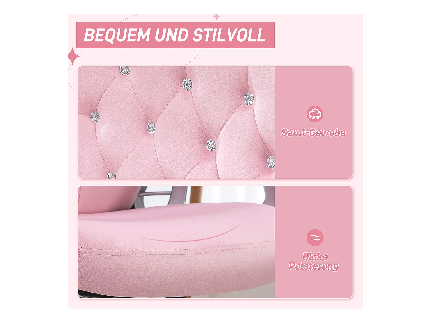 Scrivania da donna ergonomica pivotant regolabile con dossier rosa 120 kg