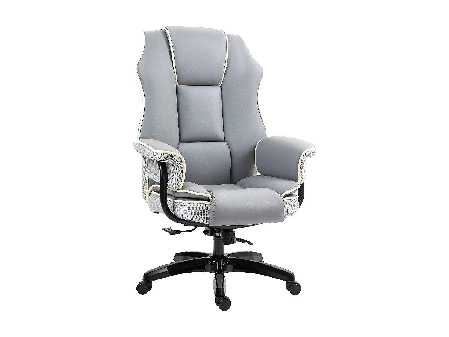 Chaise de bureau ergonomique inclinable jusqu’à 150° réglable pivotante gris clair 76x80x118-124cm