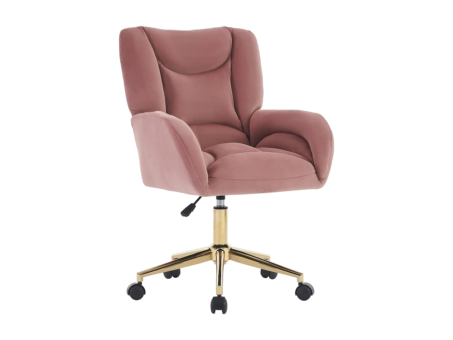Fauteuil Bureau velours rose pivotant réglable 360° interno pied dorés