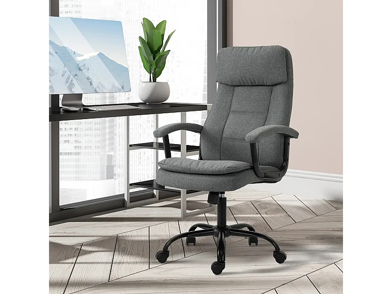 Sedia da ufficio ergonomica con massaggio e girevole, alta regolazione, grigia