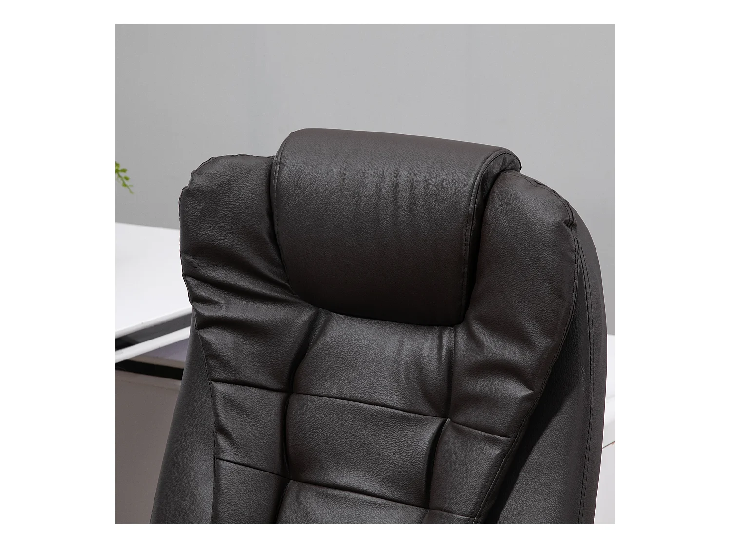 Cadeira de escritório ergonômica com massagem, giratória, aquecida, em couro sintético, preta