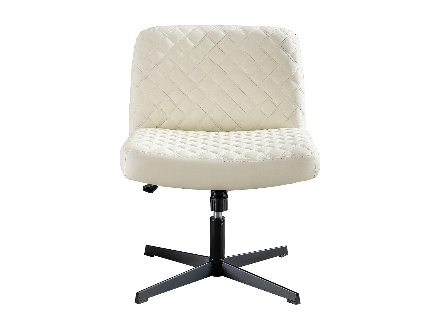 Chaise-office ergonomica senza comodini in pelle PU girevole in metallo dossier alto nero