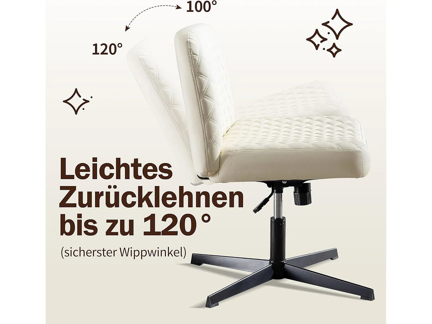 Chaise bureau ergonomique sans accoudoirs cuir PU pivotante métal dossier haut noir