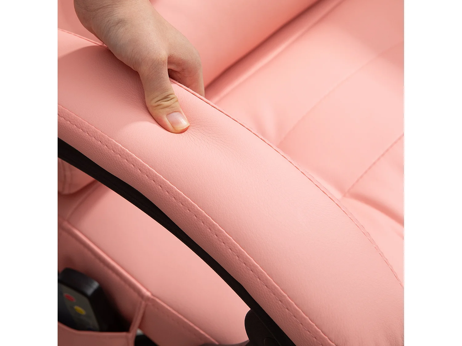 Silla de oficina ergonómica de tela con 7 puntos de masaje, asiento reclinable, ajustable, color rosa